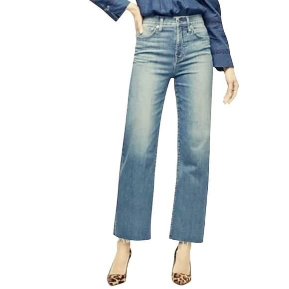 J. Crew Slim Wide Leg Jeans Women's Sz 28 High-Rise Cropped Raw Hem Casual - Picture 1 of 8